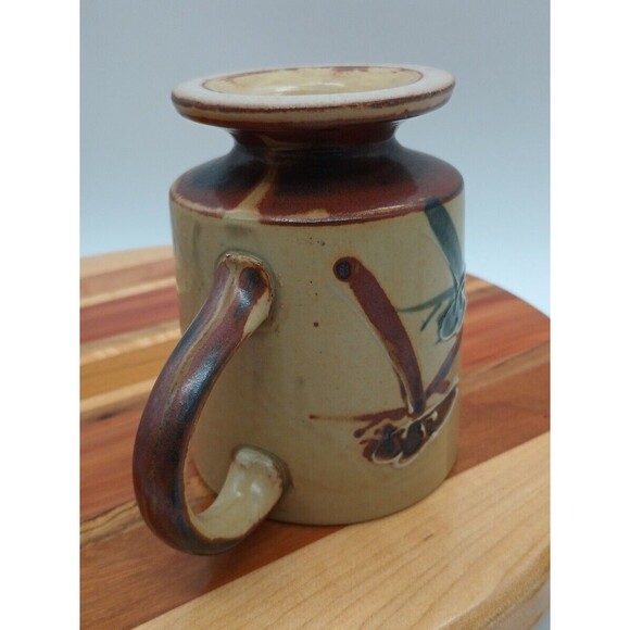 Vintage Stoneware Footed Mug Yellow Brown 70s - Picture 7 of 8